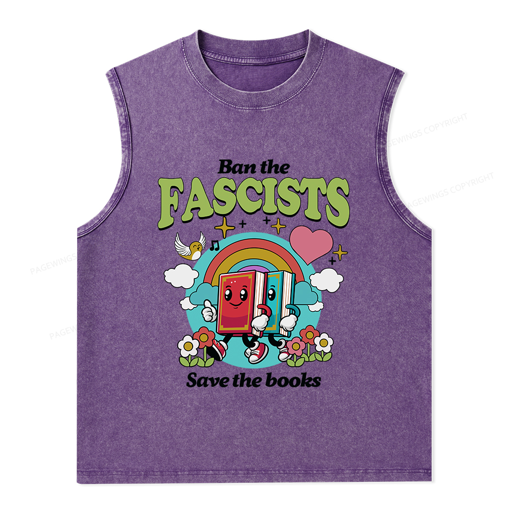 Pagewings Ban the Fascists Save the Books Unisex Washed Tank Top