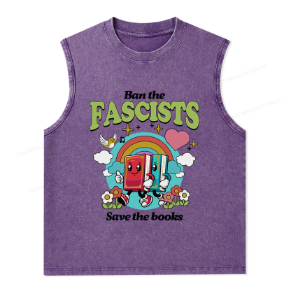 Pagewings Ban the Fascists Save the Books Unisex Washed Tank Top
