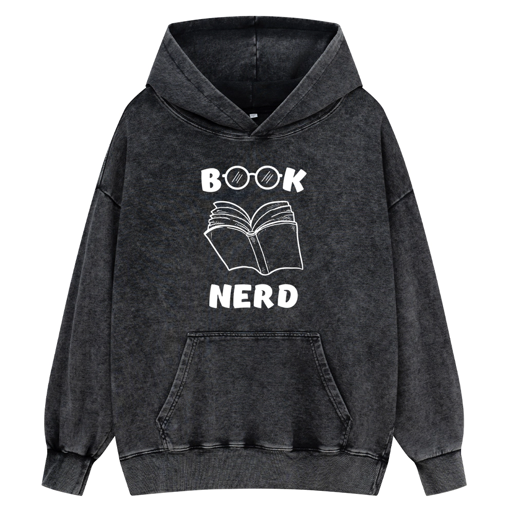 Pagewings Book Nerd Funny Book Unisex Washed Hoodie