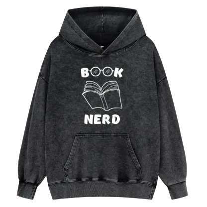 Pagewings Book Nerd Funny Book Unisex Washed Hoodie