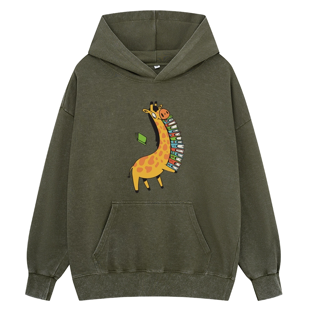 Pagewings Book Giraff Unisex Washed Hoodie