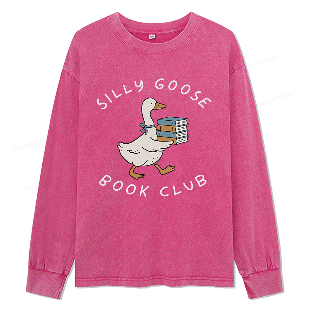 Pagewings Silly Goose Book Club Unisex Washed Long Sleeve T-shirt