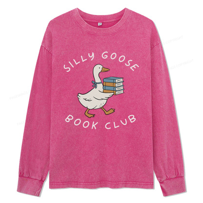 Pagewings Silly Goose Book Club Unisex Washed Long Sleeve T-shirt