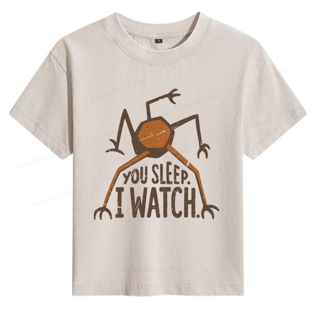 Pagewings You Sleep I Watch Women's Washed T-shirt