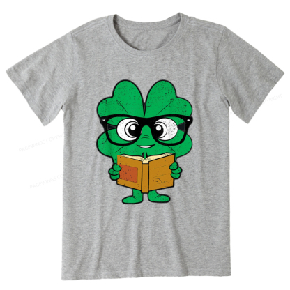 Pagewing Shamrock Reading Books St Patricks Day Unisex Classic T-shirt