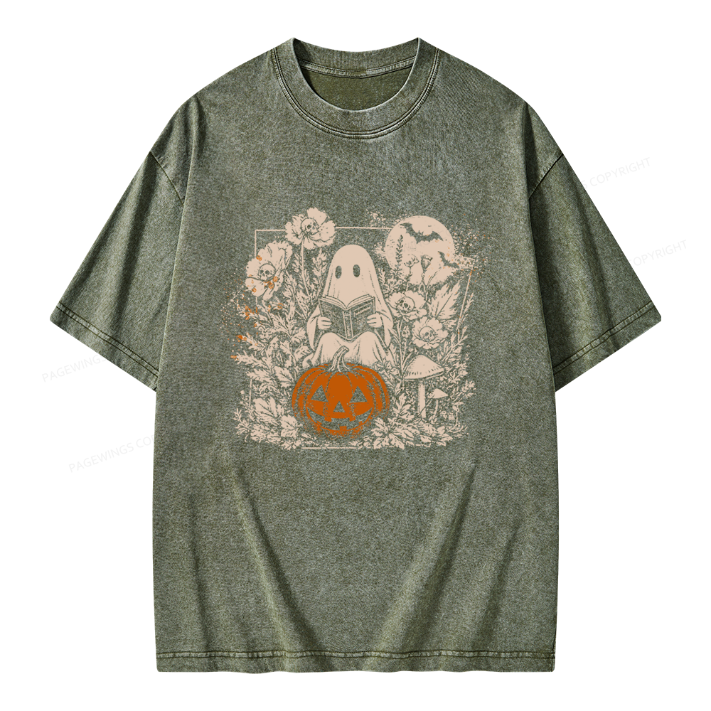 Pagewings Halloween Fall Ghost Unisex Washed T-shirt