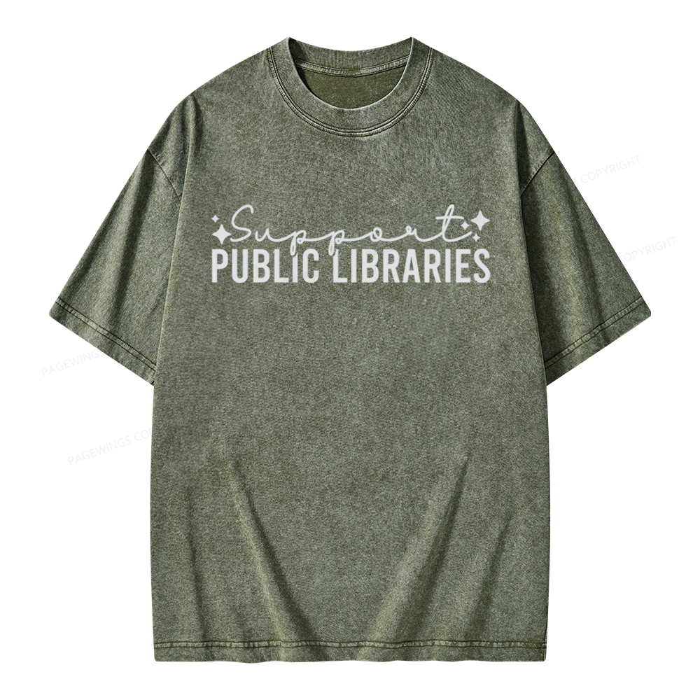 Pagewings Public Libraries Unisex Washed T-shirt