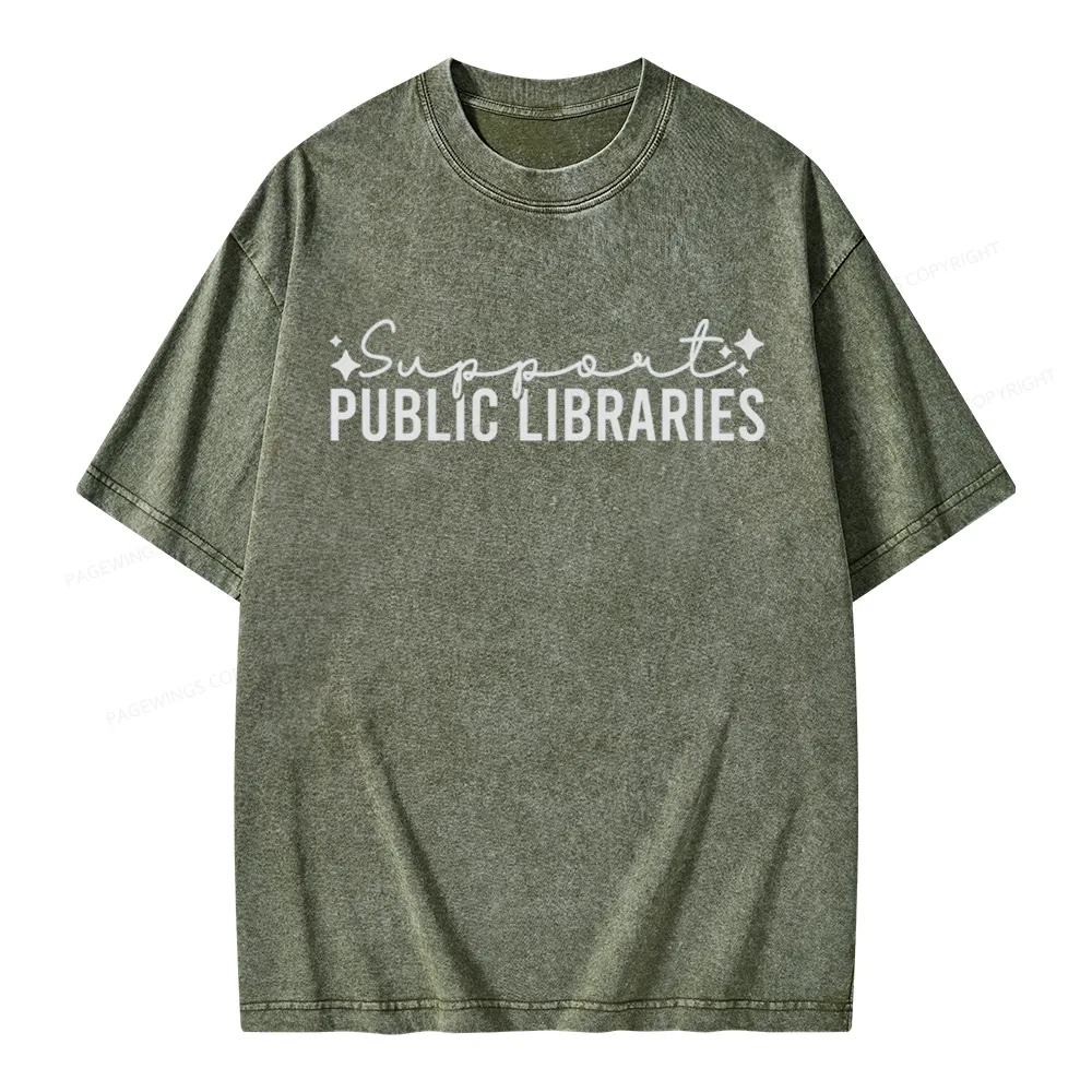 Pagewings Public Libraries Unisex Washed T-shirt
