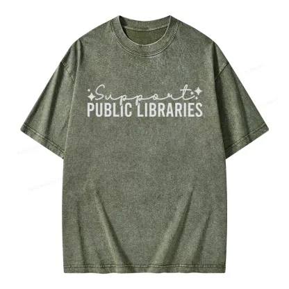 Pagewings Public Libraries Unisex Washed T-shirt