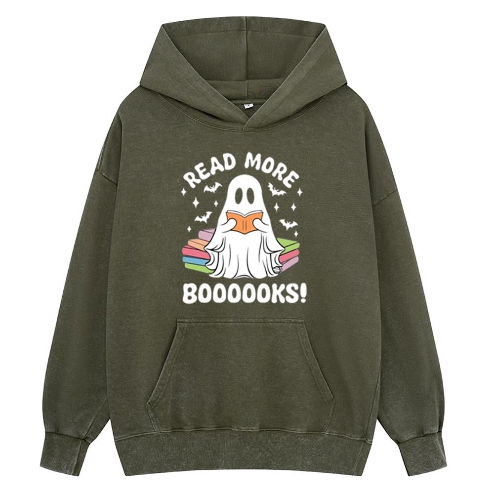 Pagewings Halloween Read More Booooks Unisex Washed Hoodie
