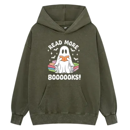 Pagewings Halloween Read More Booooks Unisex Washed Hoodie