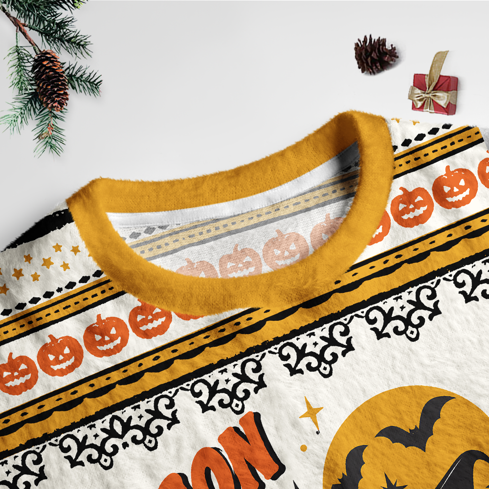 Pagewings Halloween Bookish Unisex Ugly Light Knit Sweatshirt