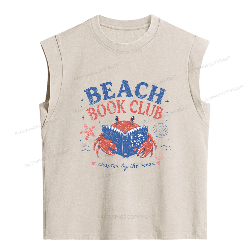 Pagewings Beach Book Club Women's Washed Tank Top