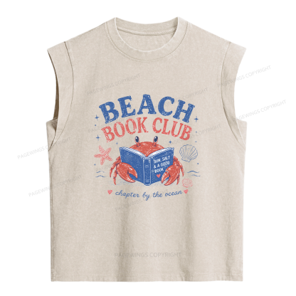 Pagewings Beach Book Club Women's Washed Tank Top