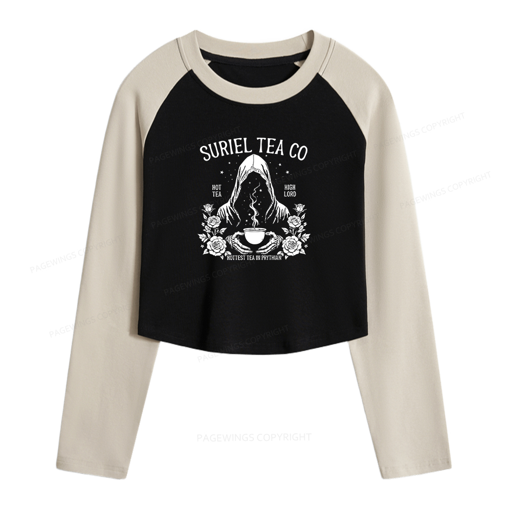 Pagewings Suriel Tea Co Women Long Sleeve Crop Raglan T-shirt