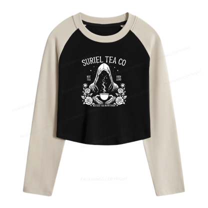 Pagewings Suriel Tea Co Women Long Sleeve Crop Raglan T-shirt