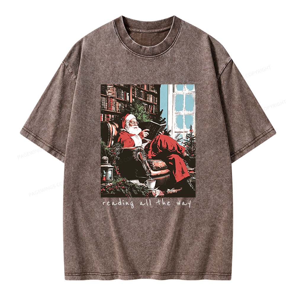 Pagewings Bookish Christmas Unisex Washed T-shirt