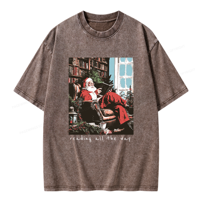 Pagewings Bookish Christmas Unisex Washed T-shirt