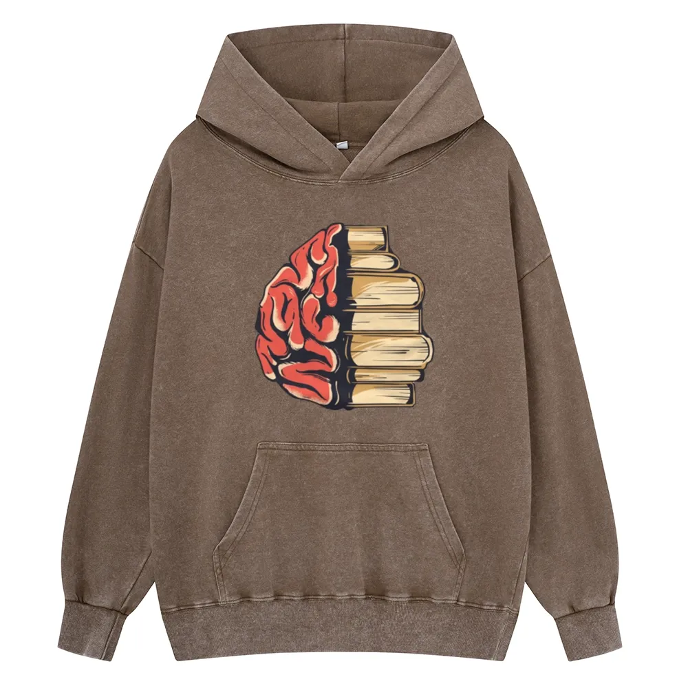 Pagewings Book is Brain Unisex Washed Hoodie