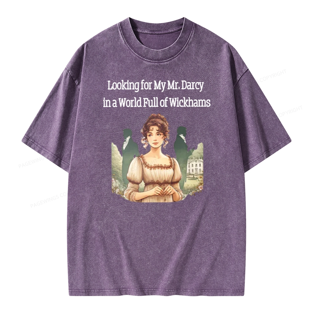 Pagewings Looking For My Mr Darcy Unisex Washed T-shirt