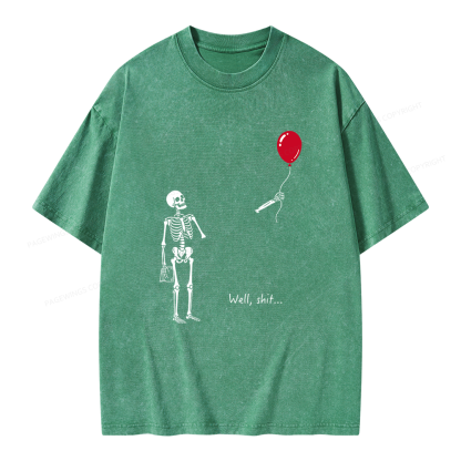 Pagewings Well Shit Skeleton Unisex Washed T-shirt