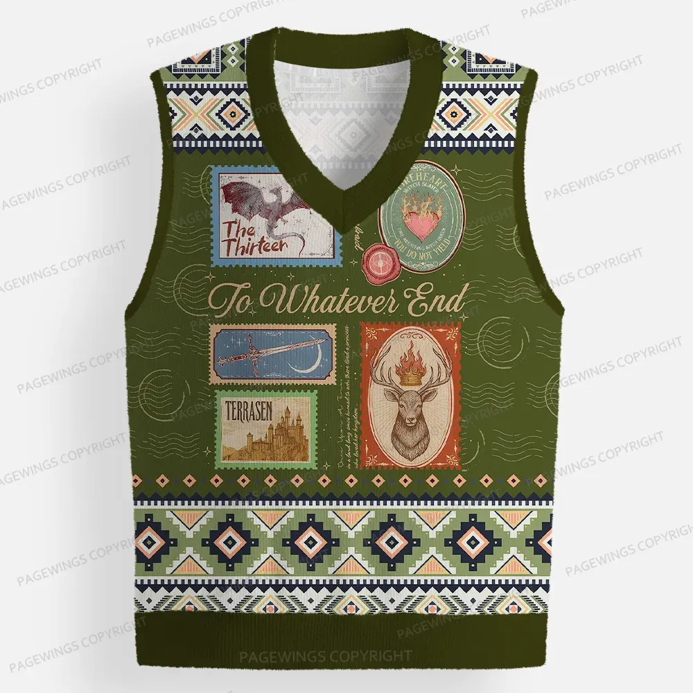 Pagewings To Whatever End Unisex V-Neck Ugly Knit Vest