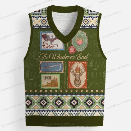 Pagewings To Whatever End Unisex V-Neck Ugly Knit Vest