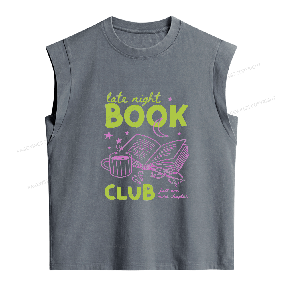 Pagewings Late Night Book Club Women's Washed Tank Top
