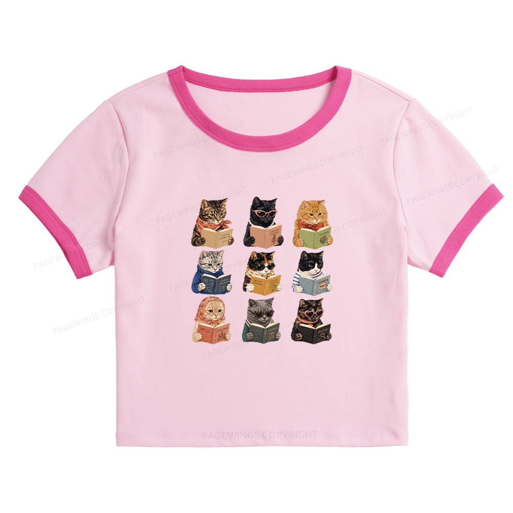 Pagewings Fashion Book Lover Baby Tee Cropped Ringer T-Shirt
