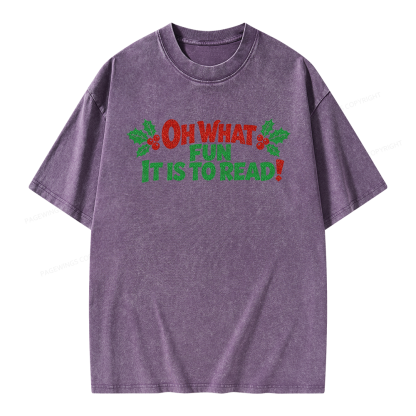 Pagewings Oh What Fun it is to Read Unisex Washed T-shirt