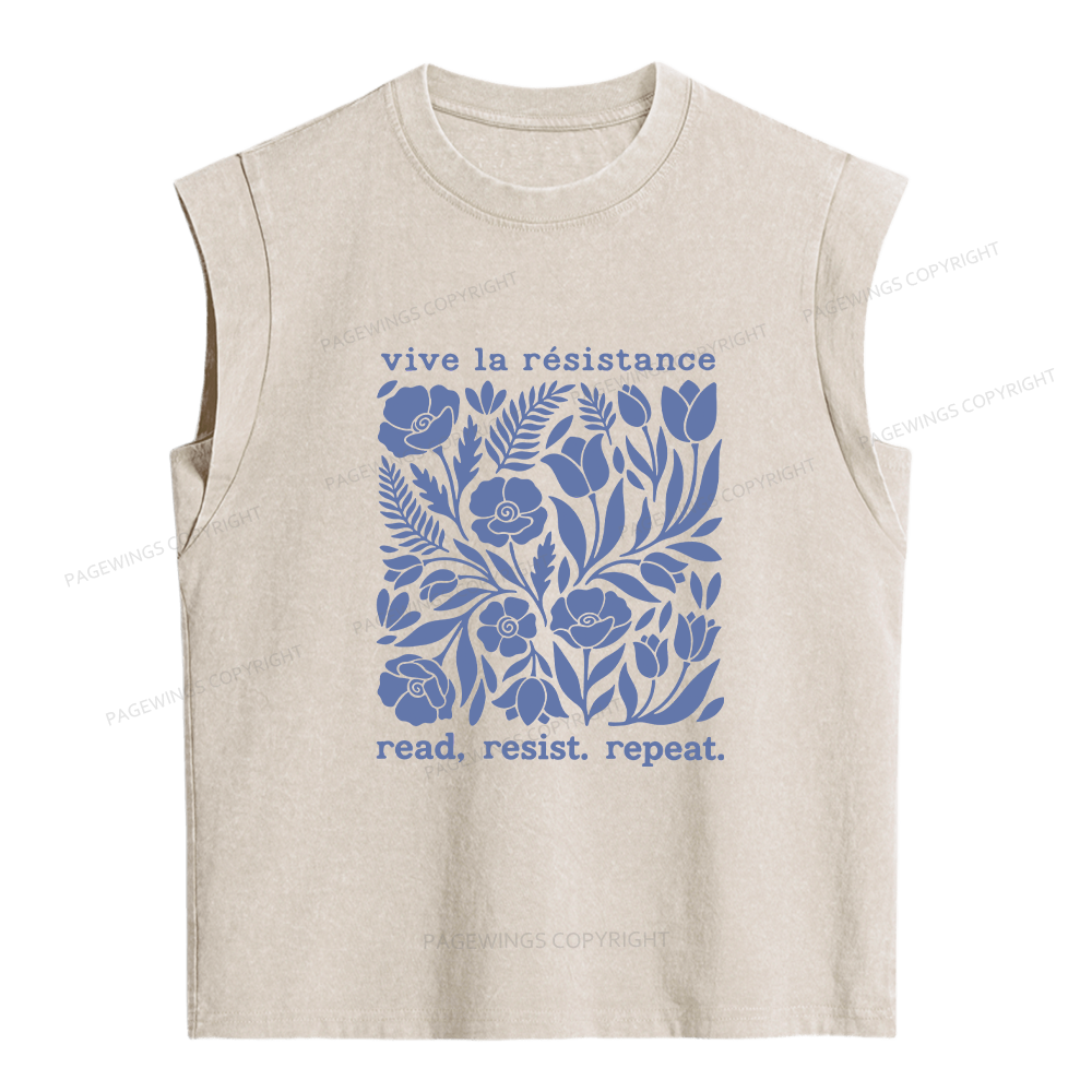 Pagewings Vive La Resistance Women's Washed Tank Top