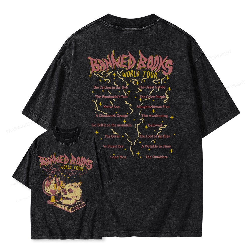 Pagewings Banned Books World Tour Unisex Washed T-shirt