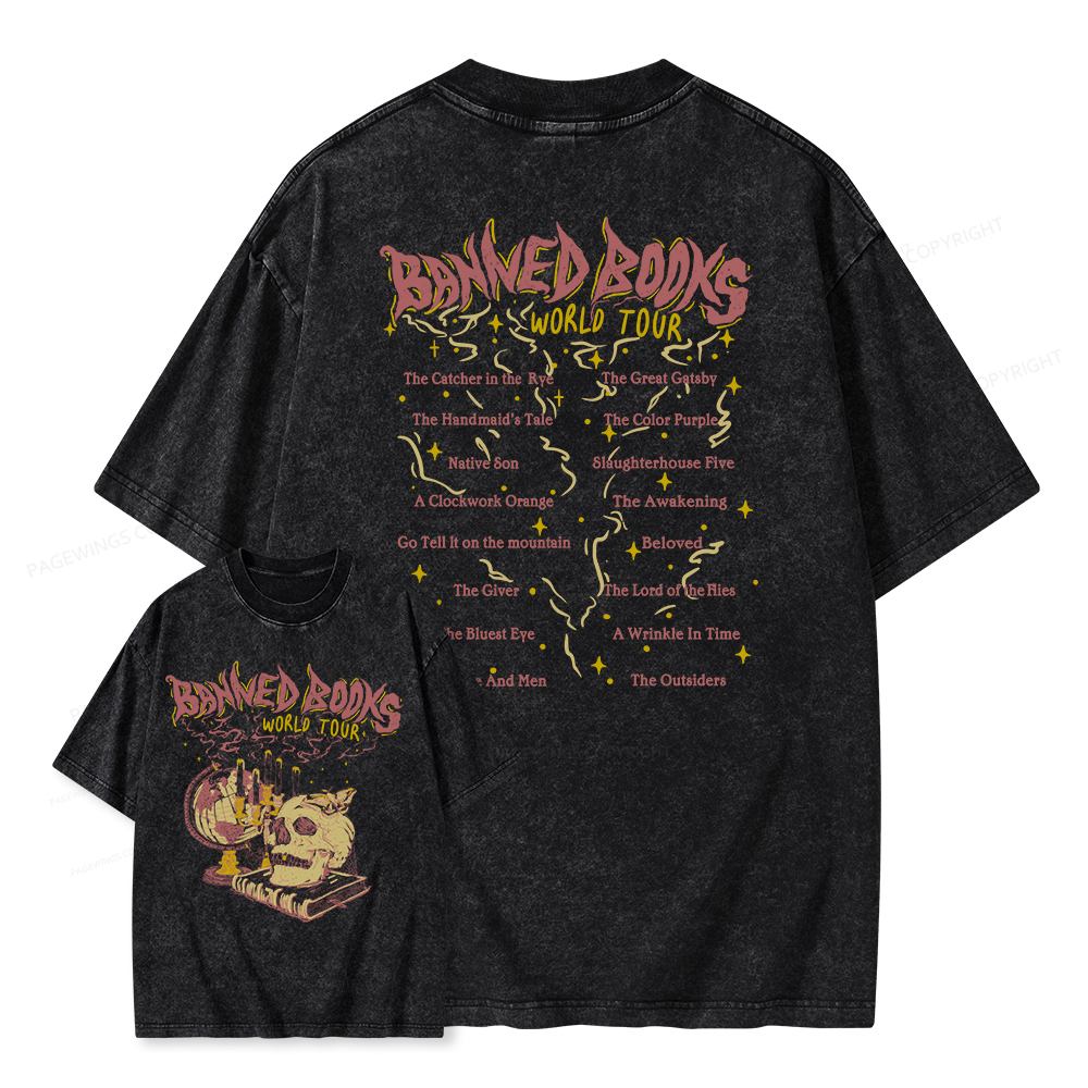 Pagewings Banned Books World Tour Unisex Washed T-shirt