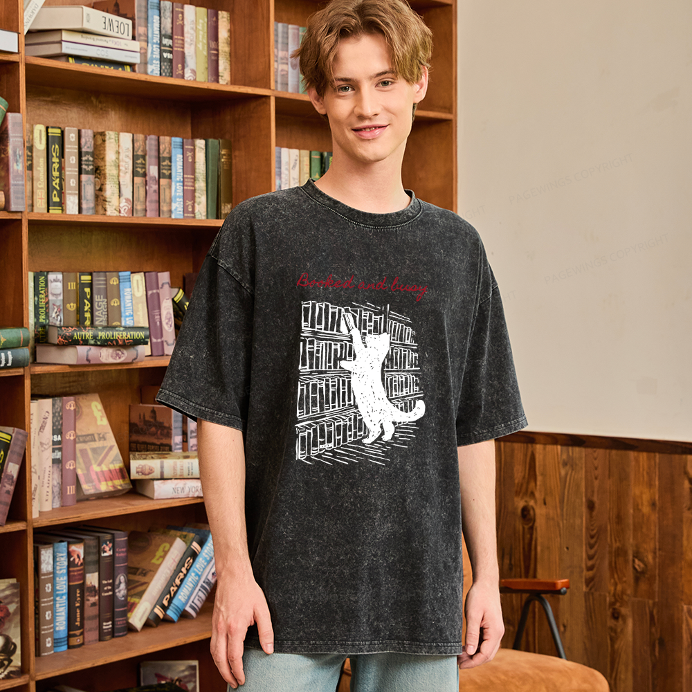 Pagewings Booked and Busy Unisex Washed T-shirt