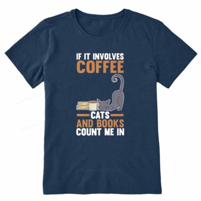 Pagewings Cats Reading Books Coffee Unisex Classic T-shirt