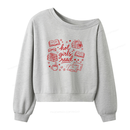 Pagewings Hot Girls Read Women Off Shoulder Sweatshirt