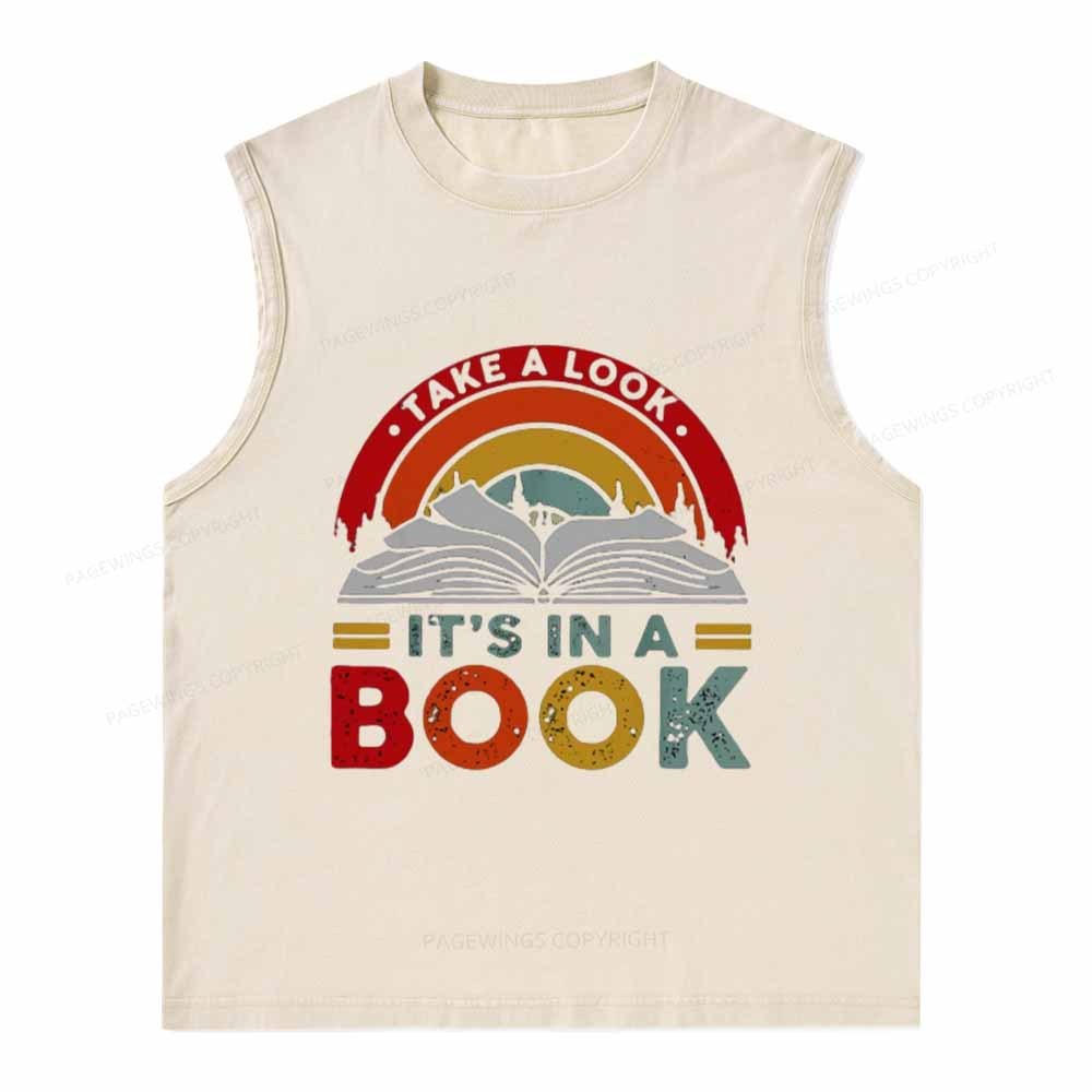 Pagewings Take A Look It's In A Book Unisex Washed Tank Top
