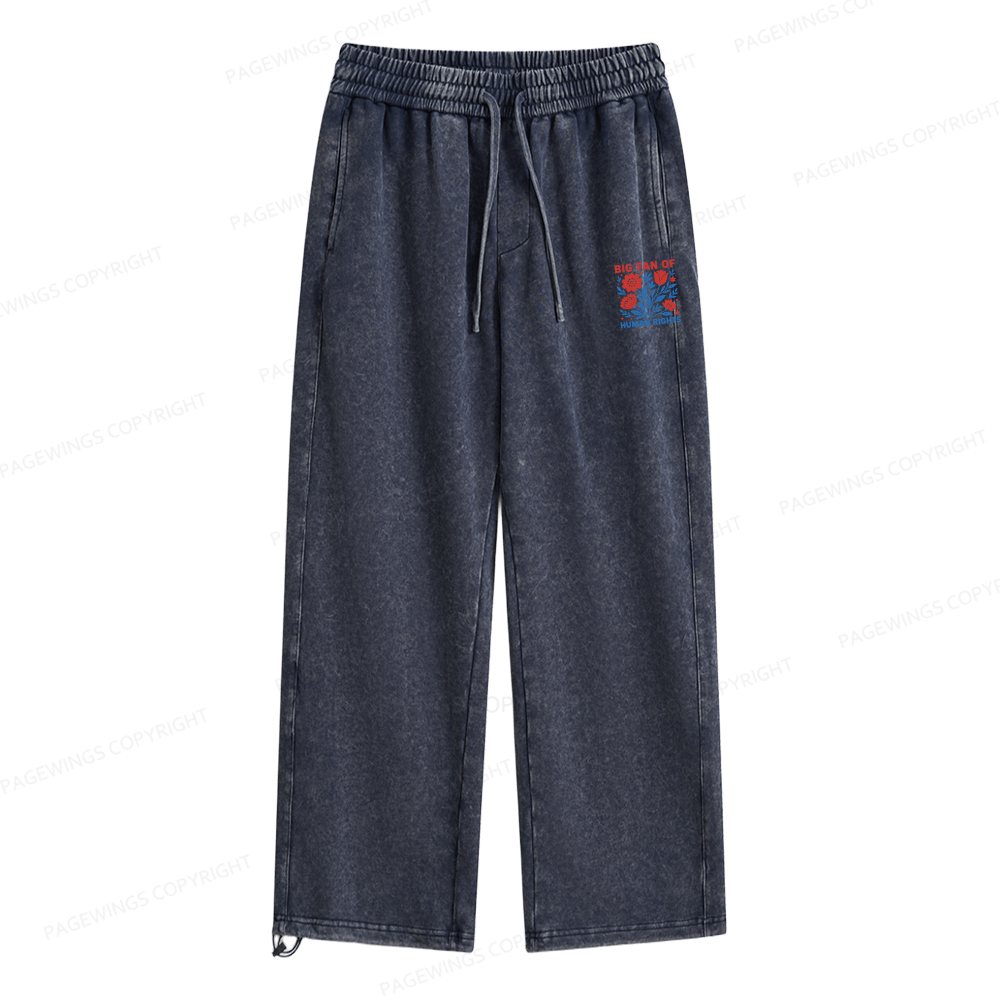 Pagewings Big Fan Of Human Rights Unisex Washed Sweatpants