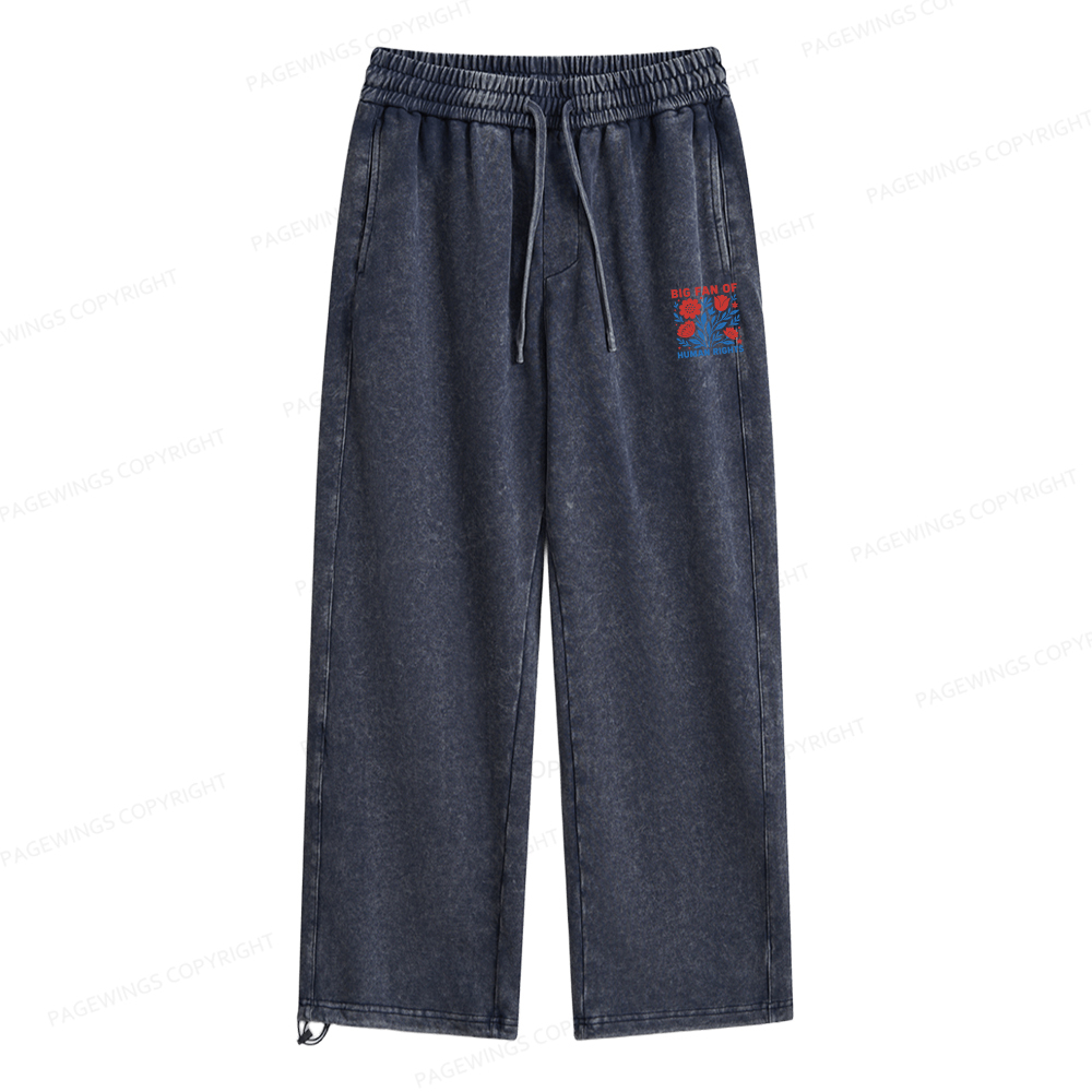 Pagewings Big Fan Of Human Rights Unisex Washed Sweatpants