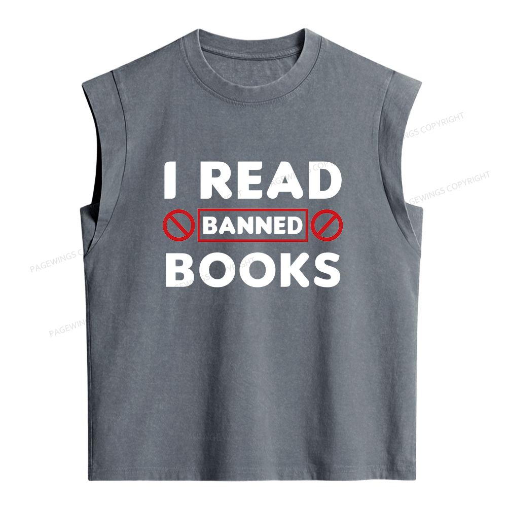 Pagewings I Read Banned Books  Women's Washed Tank Top