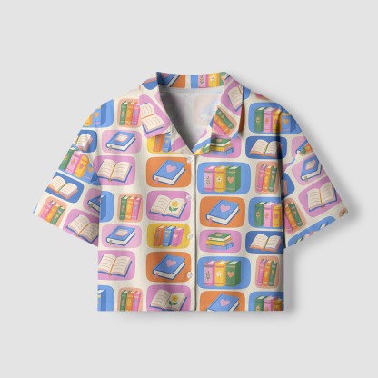 Pagewings Book Lover Camp Collar Women's Camp Shirt