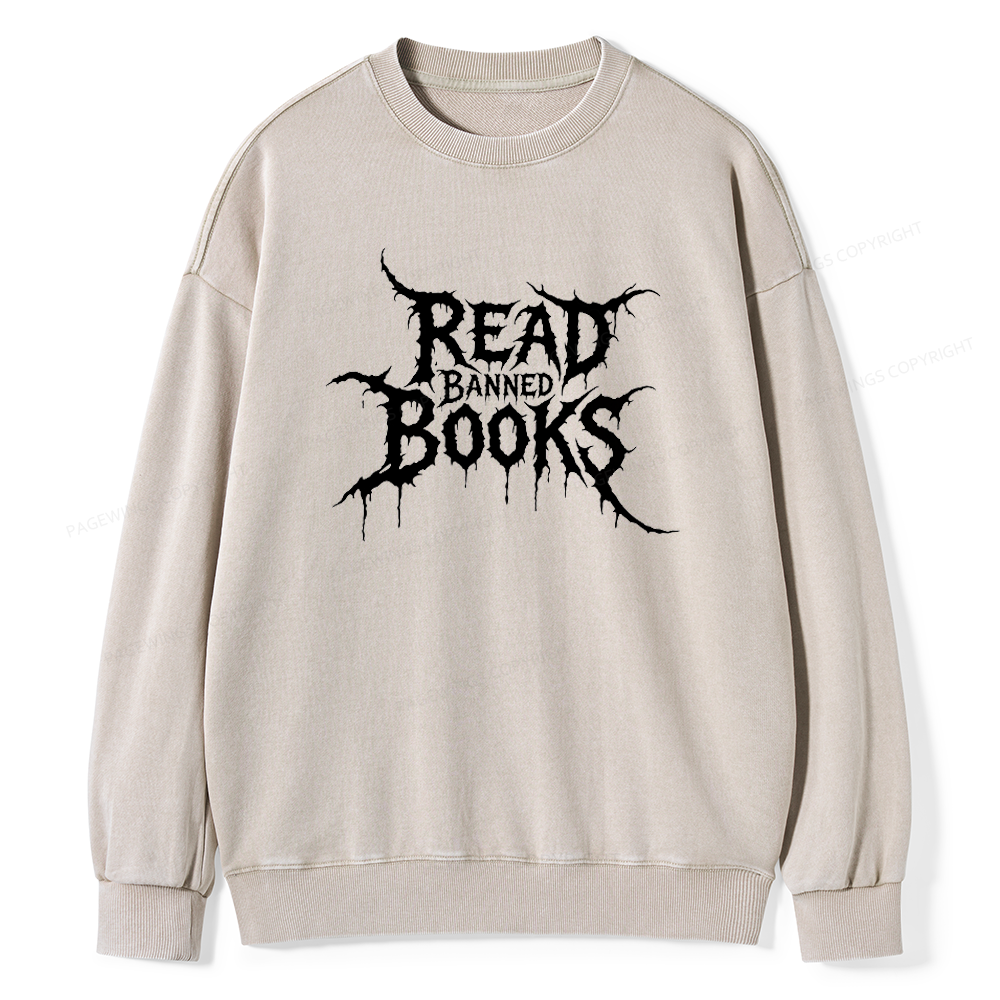 Pagewings Read Banned Books Unisex Washed Sweatshirt