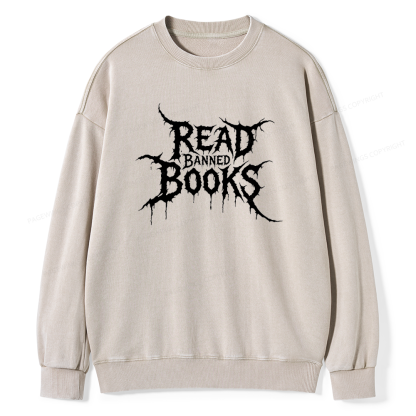 Pagewings Read Banned Books Unisex Washed Sweatshirt