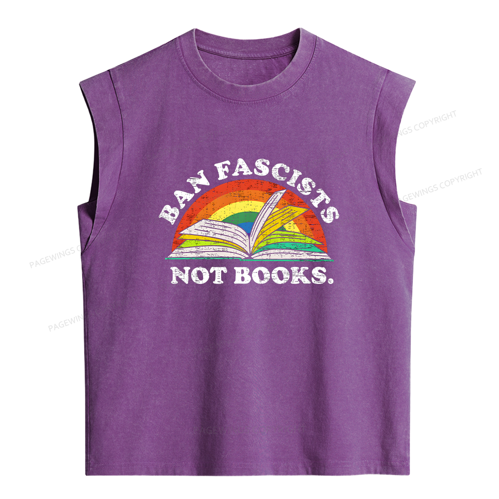 Pagewings Ban Fascists Not Books Women's Washed Tank Top