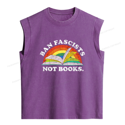 Pagewings Ban Fascists Not Books Women's Washed Tank Top