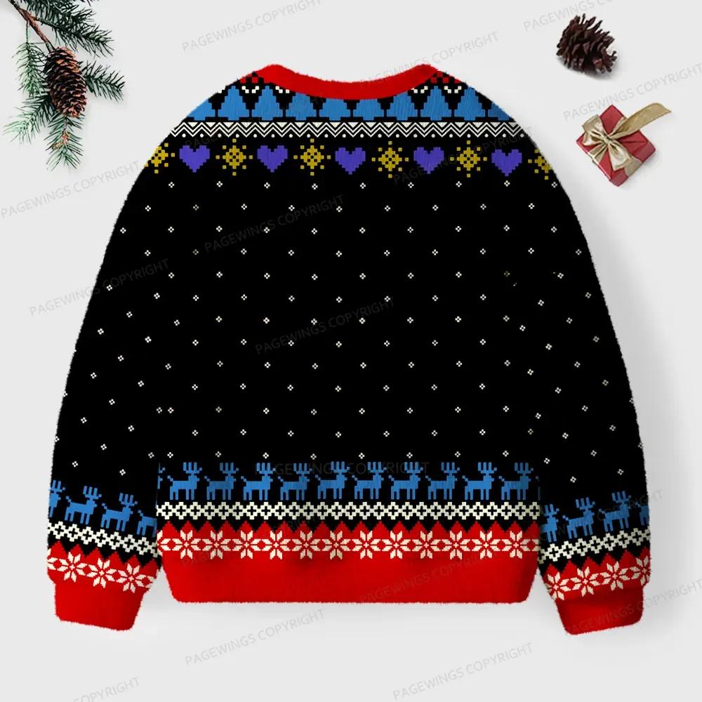 Pagewings Christmas Tree Book Unisex Ugly Knit Sweatshirt
