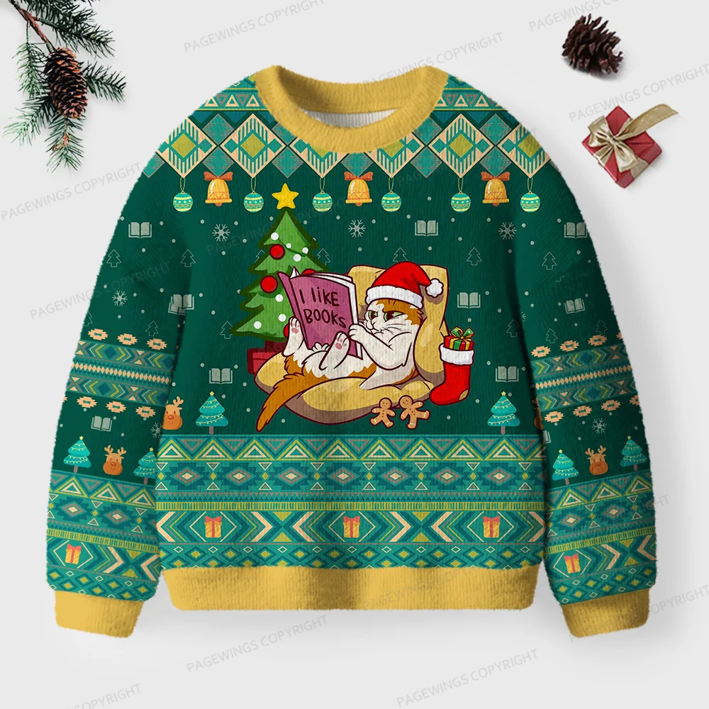 Pagewings I Like Books Unisex Ugly Knit Sweatshirt