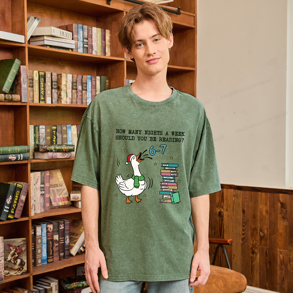 Pagewings How Many Nights A Week Should You Be Reading 6-7 Unisex Washed T-shirt