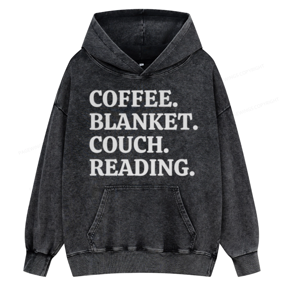 Pagewings Coffee Blanket Couch Reading Unisex Washed Hoodie