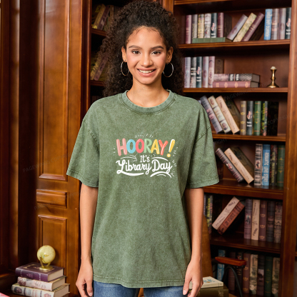 Pagewings Library Day Unisex Washed T-shirt